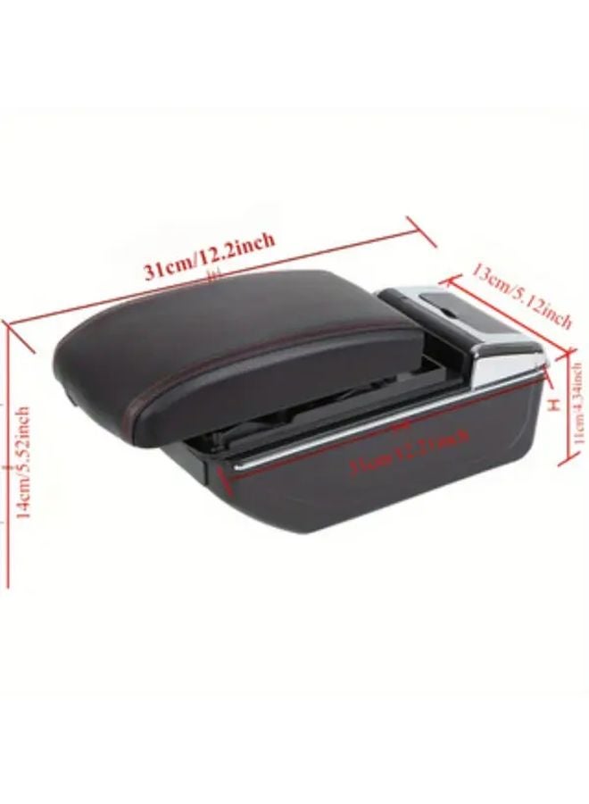 Black Line Armrest Storage Box for Ford Fiesta 2011 2019 Slide Forward Top Cover - Image 2